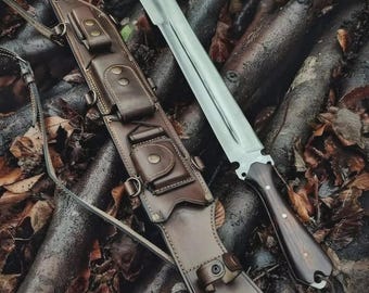 Hand Forged Carbon Steel Machete: Rosewood Handle, Outdoor Bushcraft Tool Father’s Day, Gift