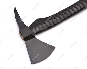Machado Viking Tomahawk Forjado à Mão, Machado Tático Barbudo com Ponta, Presente para Ele