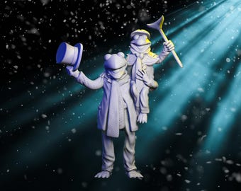 Muppet Christmas Carol-miniatuur – Kermit en Tiny Tim 54 mm STL-bestand (digitale download)
