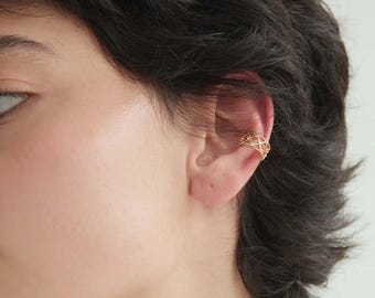 Diamond stud Ear Cuff,14K gold-plated earrings,natural diamond Ear Clip,minimalist women's Ear Cuff,gifts for her,Valentine's Day gifts