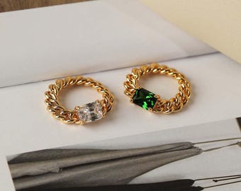 Emerald Engagement Ring for mom,Emerald Ring 14K Gold,Genuine Emerald Gold Ring,Women's Emerald Ring,Emerald Wedding Ring,Mother's Day Gifts