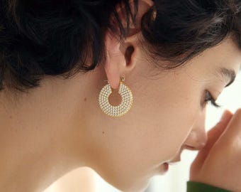 natural diamond Earrings,Round Diamond Earrings,14K gold-plated earrings,minimalist women's Earrings,gifts for her,Valentine's Day gifts