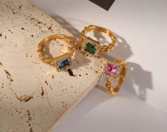 Colorful Gemstone Jewelry,Emerald Ring 14K Gold,Birthstone Ring,Emerald Engagement Ring,Emerald Ring,Emerald Wedding Ring,Mother's Day Gifts