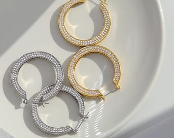 14K gold-plated earrings,Round natural diamond Earrings,Diamond Earrings,minimalist women's Earrings,gifts for her,Valentine's Day gifts