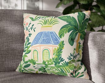 Funda de almohada con diseño de palmeras y hojas de palma, lavable, ideal para decorar el hogar en la playa.