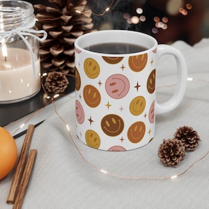 Smiley Face Coffee Mug: Cheerful Emoji Porcelain Cup