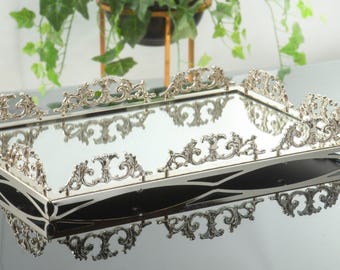 Tarnish Resistant Metal Serving & Decorative Tray, Tea Coffee Display Stand, Perfume Stand, Housewarming Gift