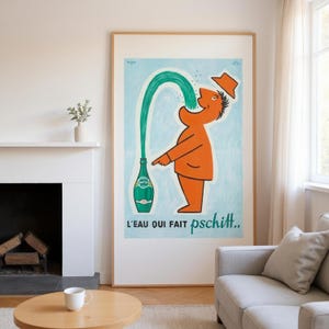 Savignac Perrier poster, French retro Perrier poster, Perrier collector, vintage poster, French vintage collector