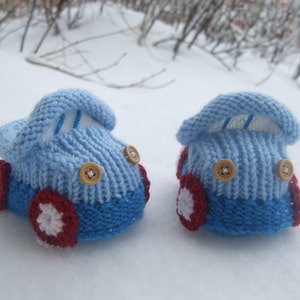 Knitted baby booties 'cars' PDF pattern, sizes 0-6/6-12 months image 3