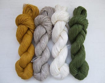 200gr (4 skeins x 50 gr)-High quality 100% LINEN yarn-Pure Linen Flax For All Purpose Use- Weaving, Crocheting, Knitting