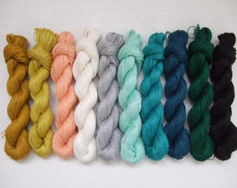 200gr (10 skeins x 20 gr)-High quality 100% LINEN yarn-Pure Linen Flax For All Purpose Use- Weaving, Crocheting, Knitting