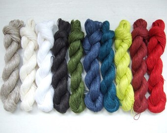 200gr (10 skeins x 20 gr)-High quality 100% LINEN yarn-Pure Linen Flax For All Purpose Use- Weaving, Crocheting, Knitting
