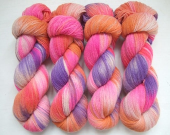 Hand Dyed 100% MERINO wool yarn set, 2 skeins - 200gr (2 x 100 gr).