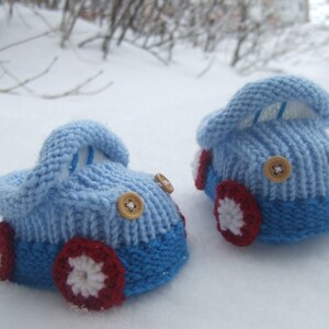 Knitted baby booties 'cars' PDF pattern, sizes 0-6/6-12 months image 2