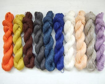 200gr (10 skeins x 20 gr)-High quality 100% LINEN yarn-Pure Linen Flax For All Purpose Use- Weaving, Crocheting, Knitting