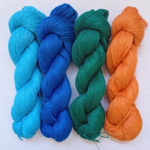 200 g (4 madejas de 50 g) - Hilo de lino 100 % de alta calidad - Lino puro para todo tipo de usos: tejido, ganchillo, punto.