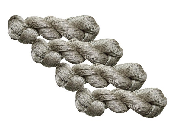 High quality 100% LINEN yarn, 400gr (4 hanks x 100 gr)-Pure Linen Flax For All Purpose Use- Weaving, Crocheting, Knitting, Crafts