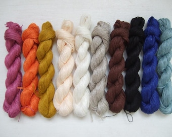200gr (10 skeins x 20 gr)-High quality 100% LINEN yarn-Pure Linen Flax For All Purpose Use- Weaving, Crocheting, Knitting