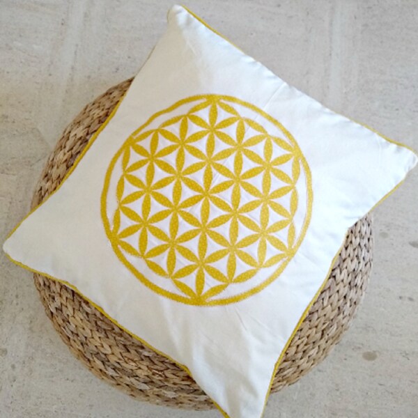 Housse d’oreiller Flower of Life, couverture d’oreiller décorative de 20 * 20 pouces, décor zen