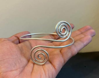 Silver Spiral Arm Cuff | Boho Upper Arm Bracelet