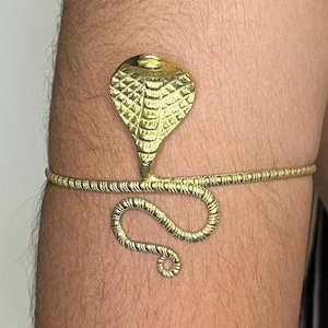 Handmade Big Brass Snake Arm Cuff, Serpent Bracelet