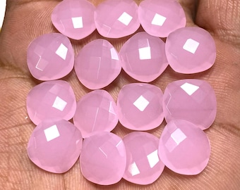 8 Pieces Pink Chalcedony Briolette Cushion Cut Rose Quartz Gemstones 10mm
