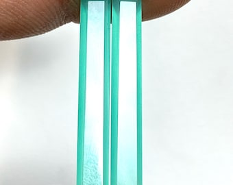 8 Pieces Aqua Chalcedony Baguette Shaped Gemstones: Faceted Briolette Beads Loose Stone 7x30 mm