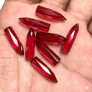 Pink Ruby Faceted Spike Points, Gemstone Beads, High Quality Ruby Focal for Jewelry Making, DIY Supplies Ruby Red Focal Beads for Pendants