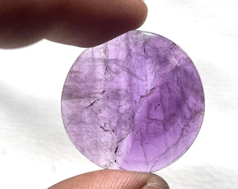 Natural Amethyst Round Cabochon, Purple Gemstone, Polished Round Stone for Jewelry 31X31X5MM 39CT