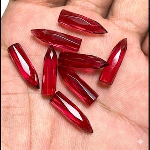 Ruby Lite Quartz Pencils, Red Quartz Bullet Beads, Faceted Point Crystals, Elongated Spike Gemstone, Red Crystal Points for Jewelry