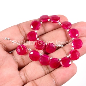 Hot Pink Chalcedony Faceted Round Beads, Neon Pink Briolettes, Jewelry Making Strand