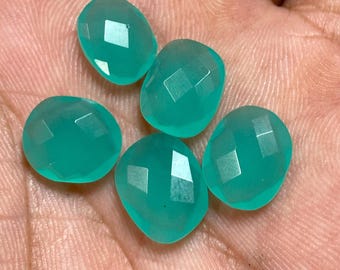 Piedra preciosa de calcedonia aguamarina de 35 quilates, forma ovalada, calibrada, briolette, 8 x 12 mm