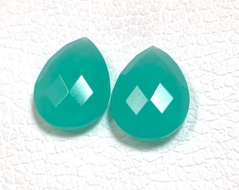 8 perle di calcedonio acquamarina a forma di pera, briolette, pietre a forma di lacrima, perle di pietra sfaccettate, 12 x 16 mm,