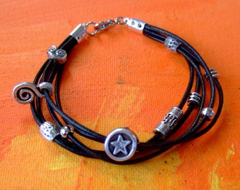 Wrap leather strap "Starlight"