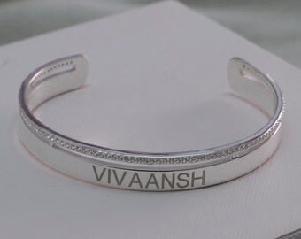 Personalized Sterling Silver Cuff Bracelet: Name, Date, Coordinates