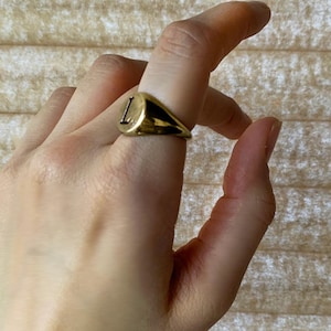 Custom Initial Signet Ring: Sterling Silver, White Topaz - Personalized Jewelry