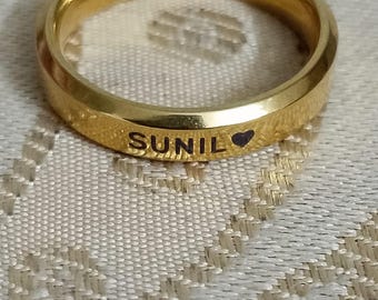 Anello in argento sterling personalizzato con incisione: nome personalizzato, fede nuziale, confezione regalo