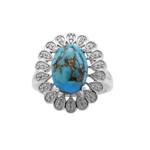 Natürlicher Türkis Ring, Türkis Ring, Sterling Silber Ring für Frauen, Statement Ring mit Stein, Edelstein Boho Ring, Boho Schmuck