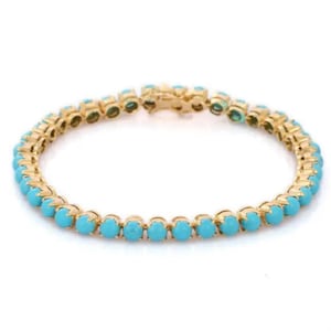 Vintage Turquoise Tennis Bracelet, Chain Link Bracelet Bridal Wedding Gift Anniversary Gift Turquoise Dainty Bracelet,Gift For Mom Wife love