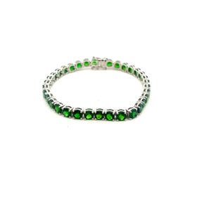 Natural Emerald Bracelet, Tennis Bracelet, Silver Bracelet, Gold Tennis Bracelet,Dainty Bracelet,Bridal Jewelry,Bridesmaid Gift,Gift For Her