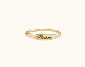 Anello personalizzato in argento sterling con nome: fascia impilabile con incisione personalizzata