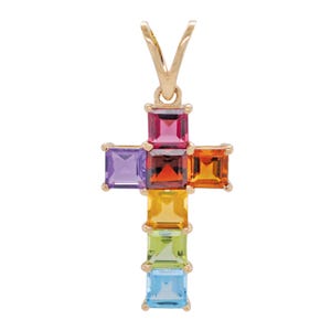 Christian Cross Pendant 925 Sterling Silver Rainbow Sapphire Minimalist Jewelry Baptism Gift Christmas Sale Pendant Perfect Gift For Her