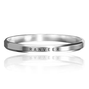 Personalized Engraved Sterling Silver Bangle Bracelet - Oxidized Name