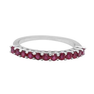 2 MM Ruby Eternity Band, Round Cut Engagement Ring, Micro Pave Eternity Birthstone Ring, Full Eternity Stacking Ring, Minimalist Ring