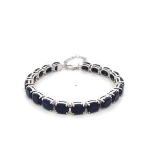 Natural Blue Sapphire Bracelet, Tennis Bracelet, 925 Sterling Silver, September Birthstone, Sapphire Jewelry, Wedding Bracelet, Gift For Her