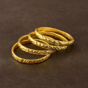 Bague superposée en laiton - Bague en laiton texturé - Bague minimaliste réglable - Bijoux bohème géométriques - Bague tendance en laiton pour femme