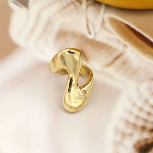 Gold Tone Adjustable Statement Ring – Modern Minimalist Jewelry