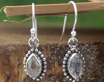 Raw Herkimer Diamond Earrings, 925 Sterling Silver Earrings, Uncut Gemstone Earring, Handmade earrings, Statement Earrings, Gift For her