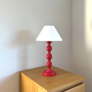 Table Lamp - Hand Made and Painted in Red - Artisan Bobble Lamp