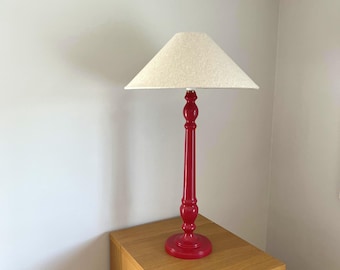 Wooden Table Lamp - Hand Turned & Red Painted Individual Artisan Lighting, Salcombe Collection.